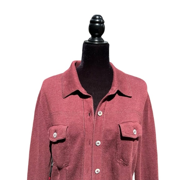 Peruvian Connection 100% Pima Cotton Maroon Button Up Shirt - Picture 2 of 7